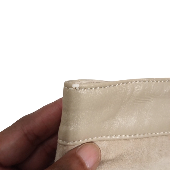 Mauve Women's Faux Suede High Waist Pencil Skirt Front Slit Flap Pocket Detail - Picture 4 of 9